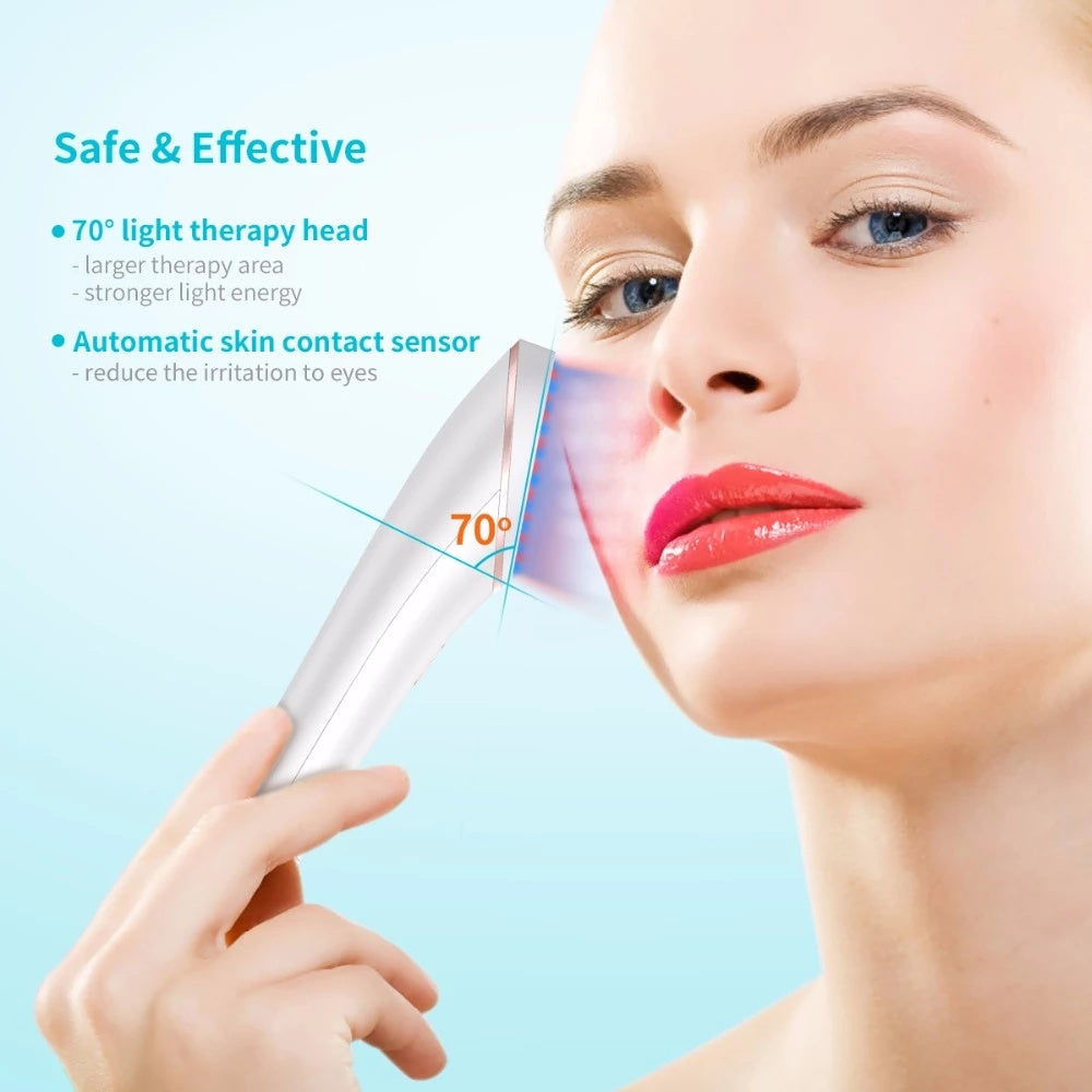 Wireless Rechargeable Acne Light Therapy Device: Blue and Red Light Acne Clearing Treatment Eraser